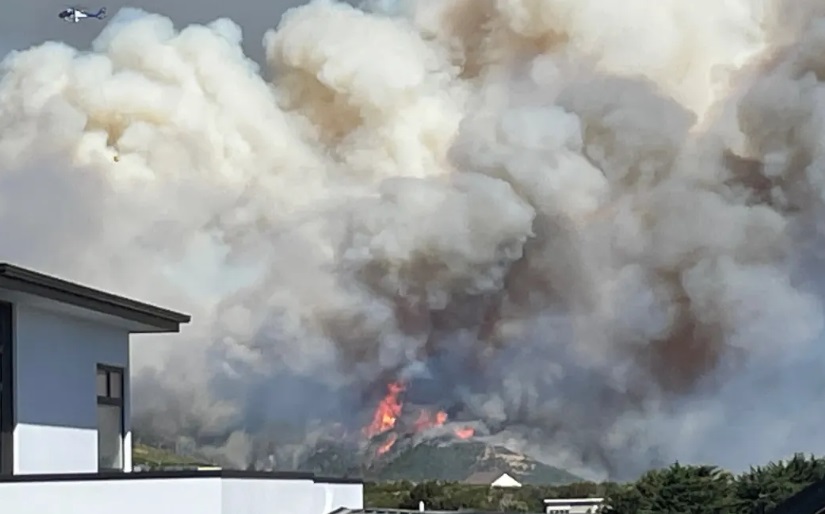 The fire seen from Westmorland about 3.45pm. Photo: Supplied / John Pickering