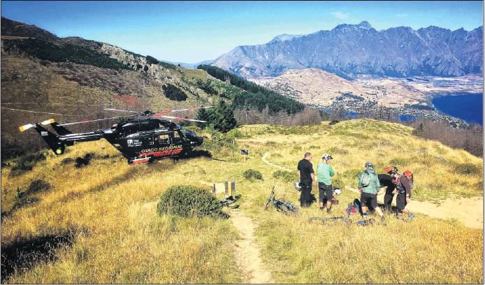 Queenstown’s Otago Regional Rescue helicopter helps an injured mountain biker
