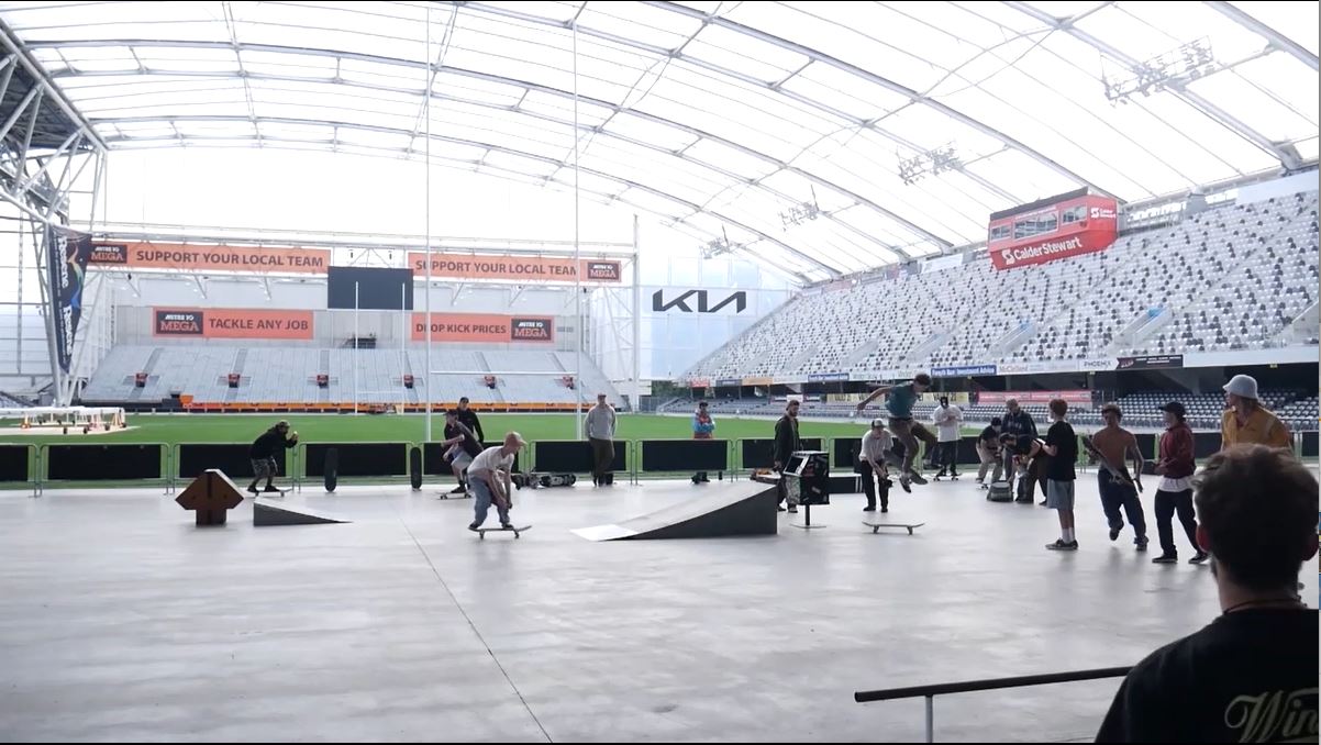 Skateboarders test out their skills on jumps at the Dunedin Skate Jam. PHOTO: ALLIED PRODUCTIONS