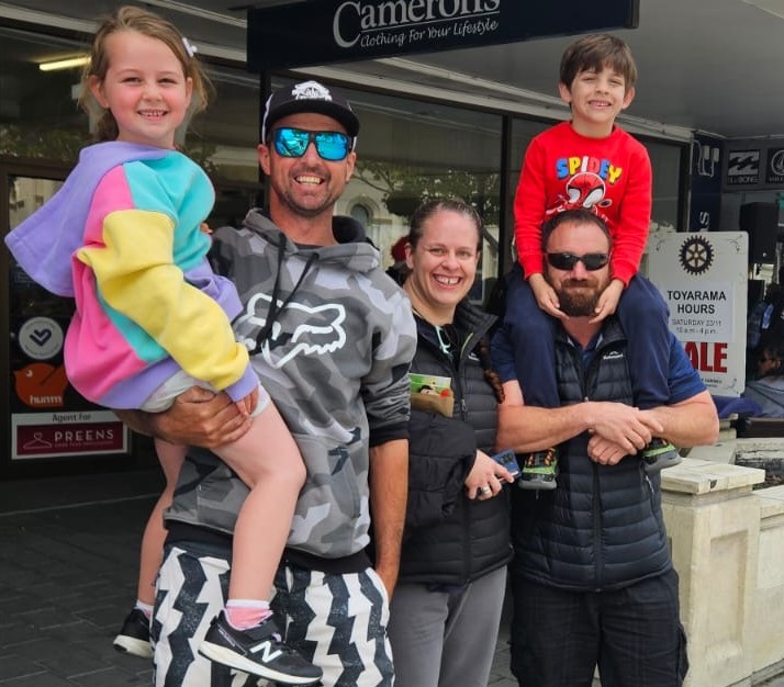 At the Oamaru Santa Parade were (from left to right) Josh Keogh, of Wanaka, and his daughter...