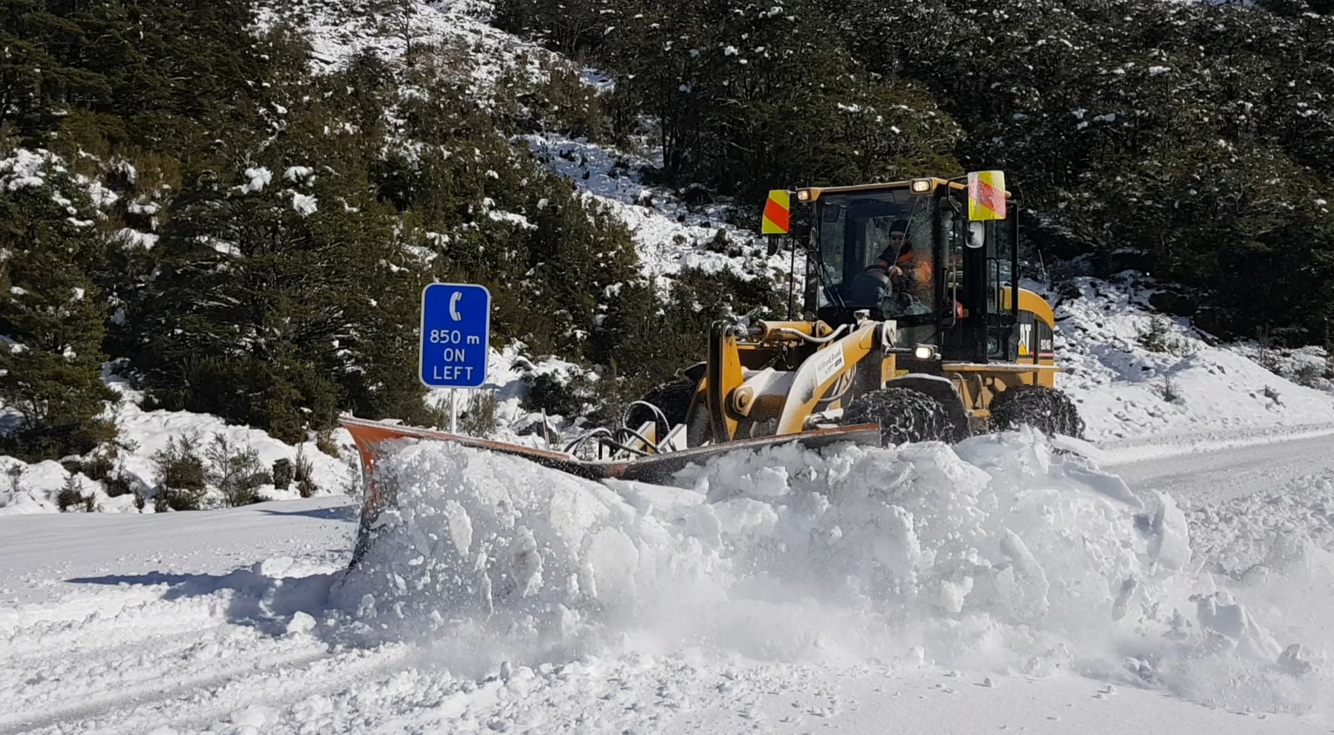 Snow is cleared from the highway today. Photo: Milford Road 