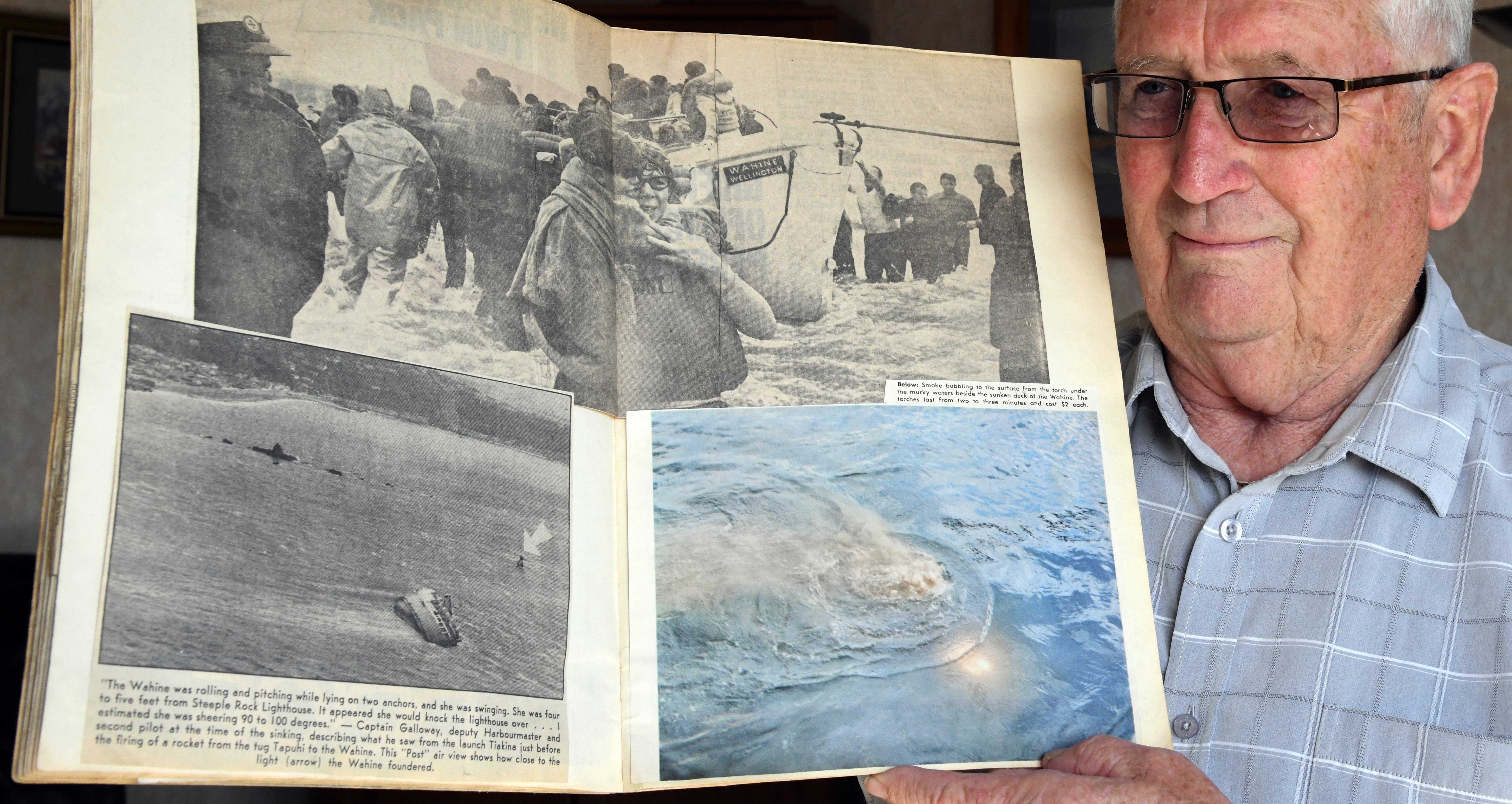 Port Chalmers man Stan Spiers, a crew member on  Wahine, holds a scrapbook full of memories of...