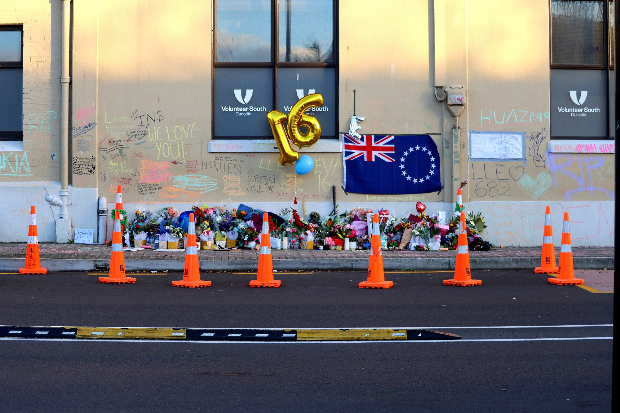 Tragic location . . . The site of the incident at the Dunedin bus hub has become a solemn...