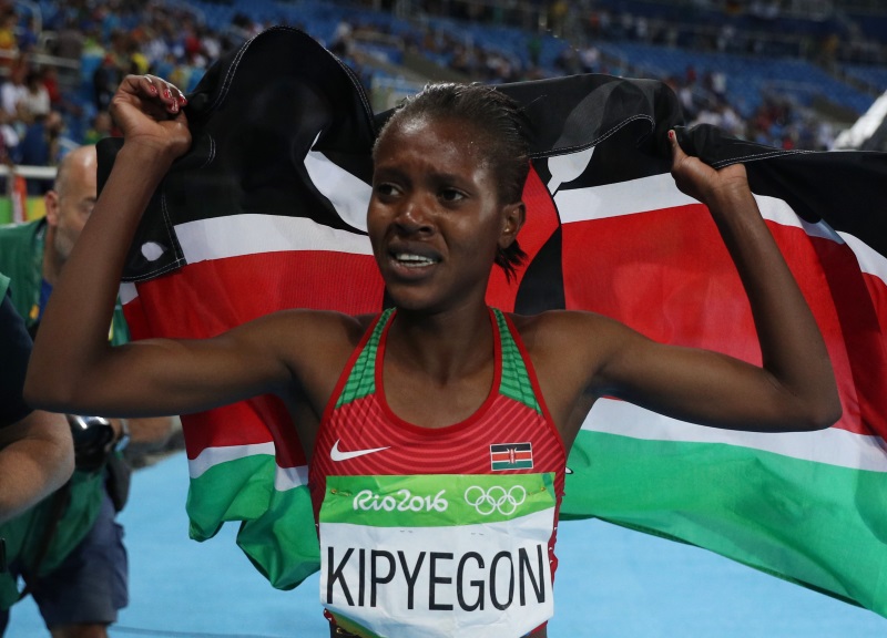 Faith Kipyegon after winning the gold medal. Photo: Reuters