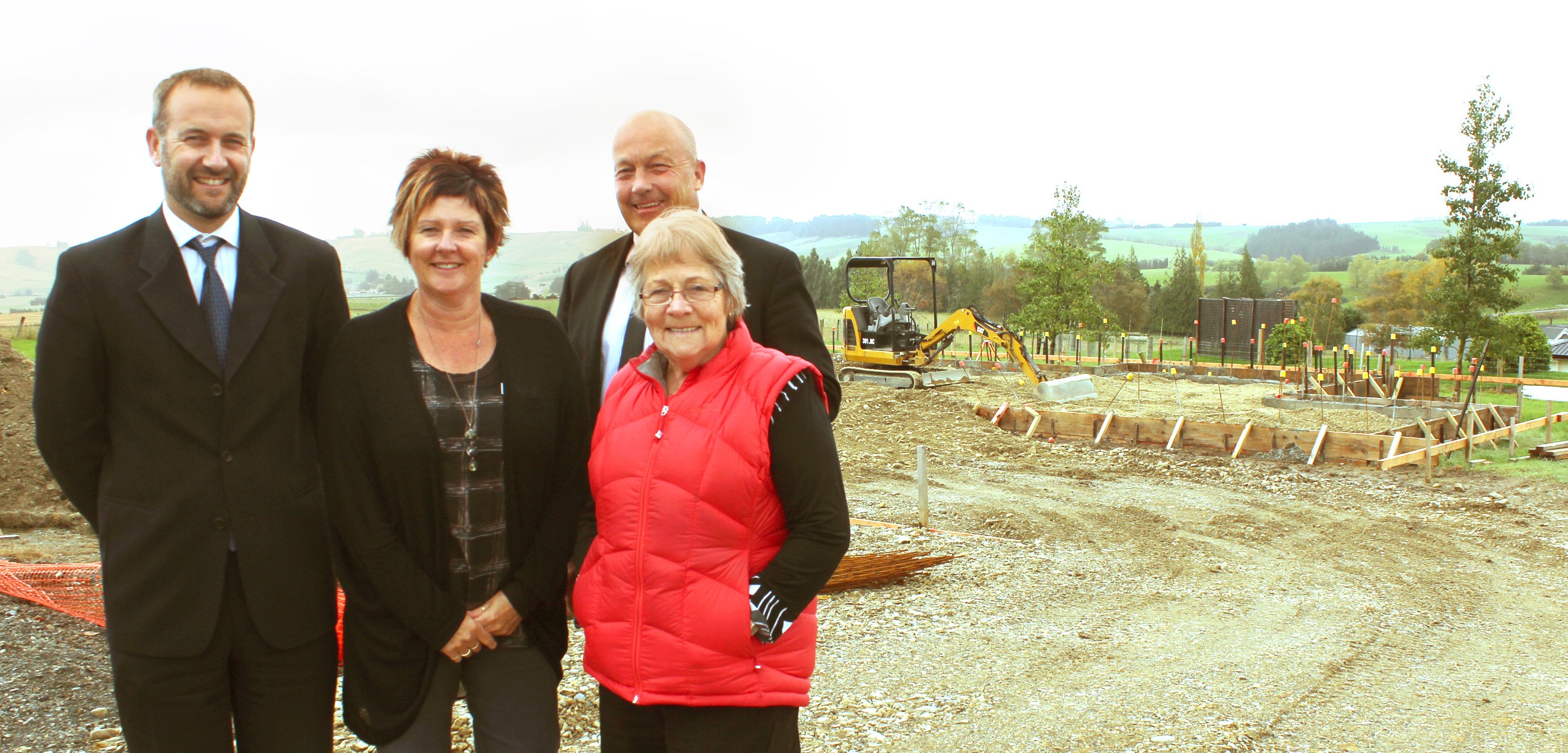 Things are getting under way in Tapanui where (from left) Clutha District Council regulatory service group manager David Campbell, service delivery administrator Julie Gardner, Clutha Mayor Bryan Cadogan (back) and West Otago Board chairwoman Barbara Hann