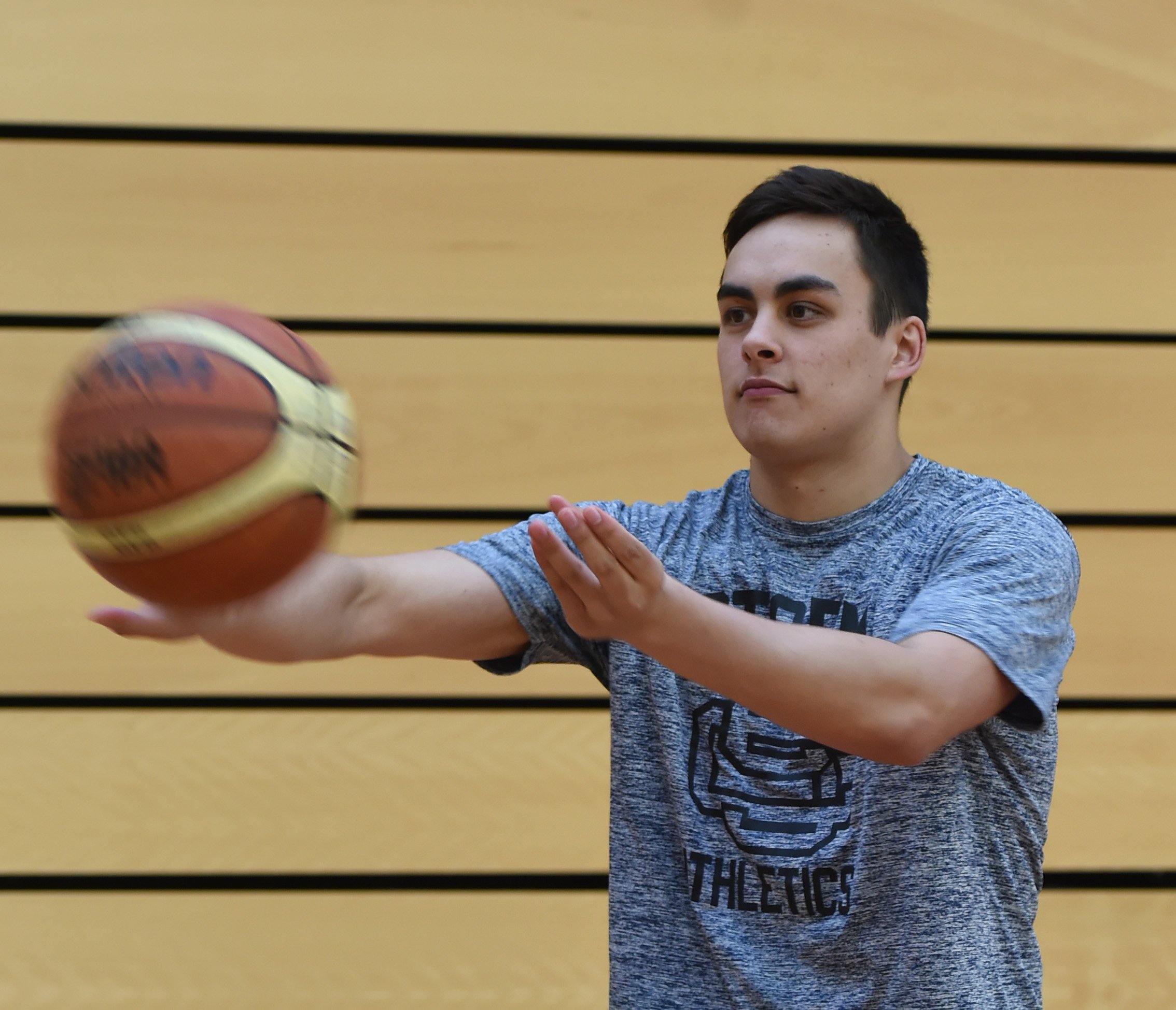 Richie Rodger (20) at the Edgar Centre yesterday after returning from his second year playing...