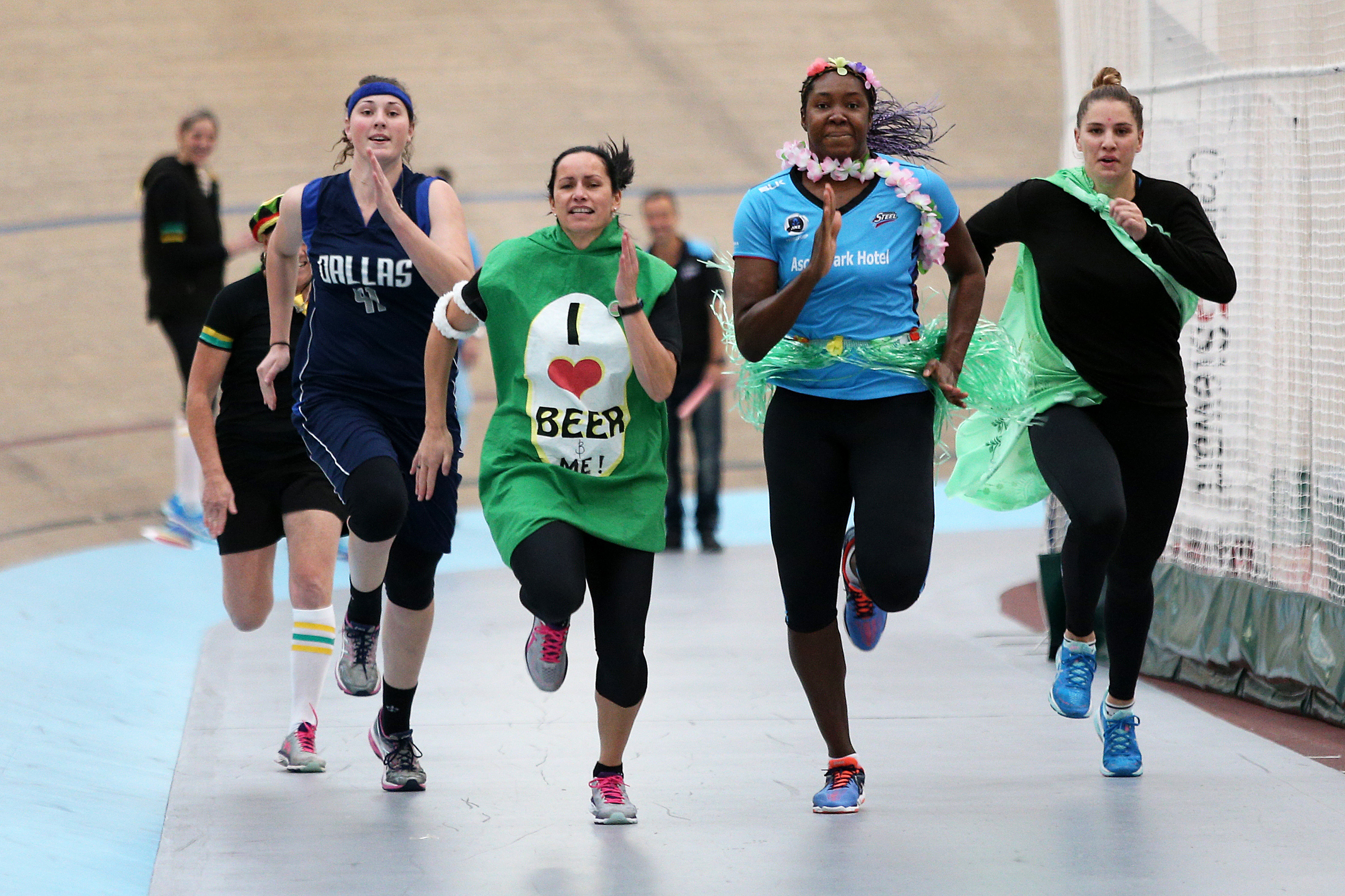 Members of the Southern Steel Jennifer O’Connell, compete in a sprint race during the Steel’s...