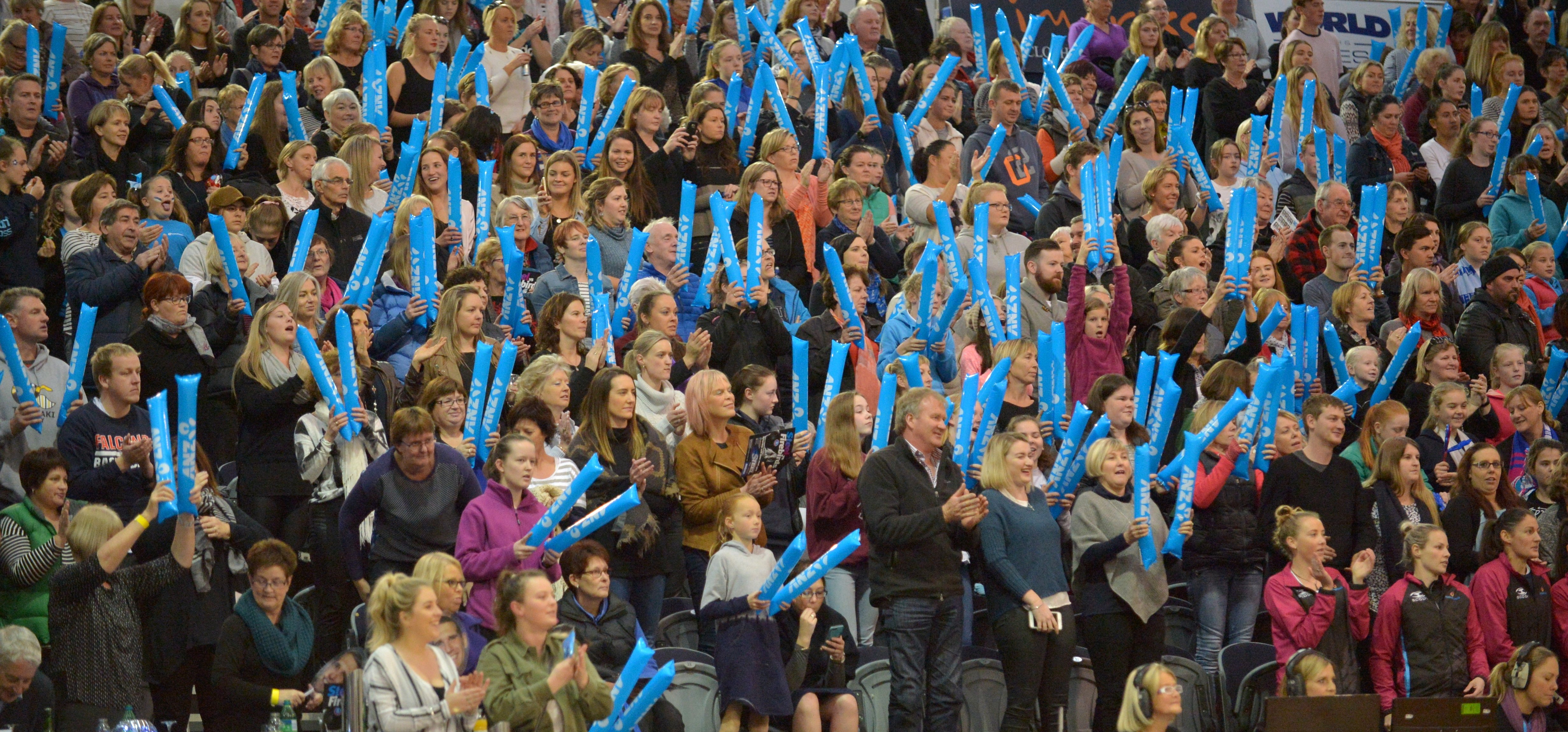 A full house at the Edgar Centre enjoy an ANZ Championship netball match between the Southern...