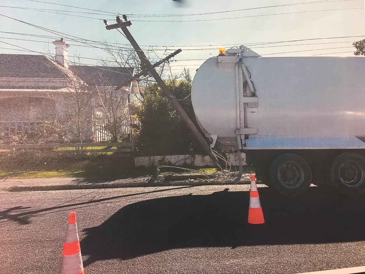 The truck crashed into a power pole in Augustine St, Waimate. Photo Shannon Gillies