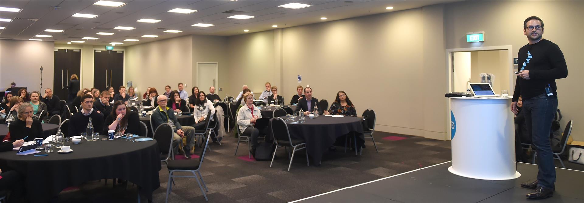 Xero's New Zealand sales director Oliver Smith talks to the more than 100 accountants who attended the cloud computing company's Dunedin roadshow at the town hall yesterday. Photo: Gregor Richardson