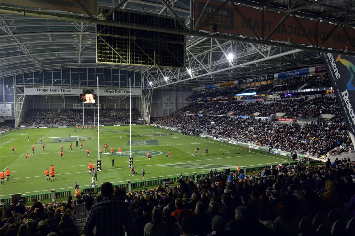 A partly-lit Forsyth Barr Stadium before last month’s Bledisloe Cup test between Australia and...