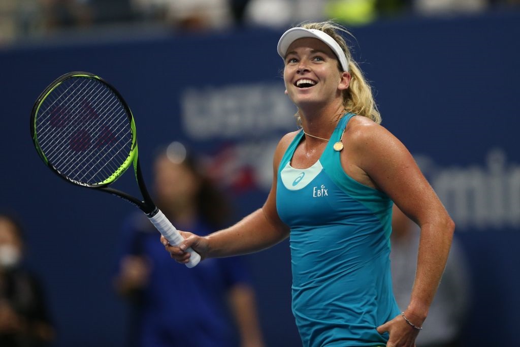 CoCo Vandeweghe celebrates after knocking out Karolina Pliskova on the way to making the US Open...