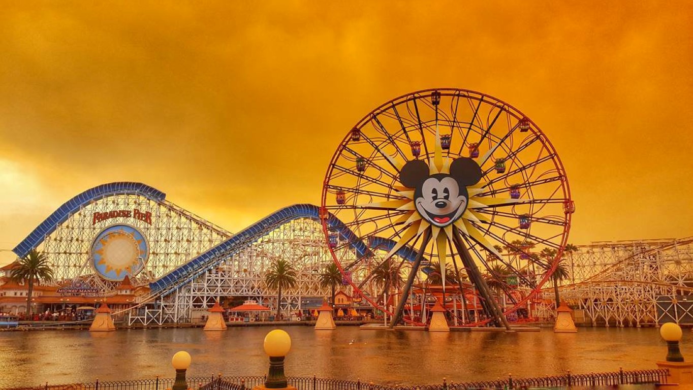 A view of Disneyland in Anaheim as wildfires rage across northern California. Photo: Reuters...