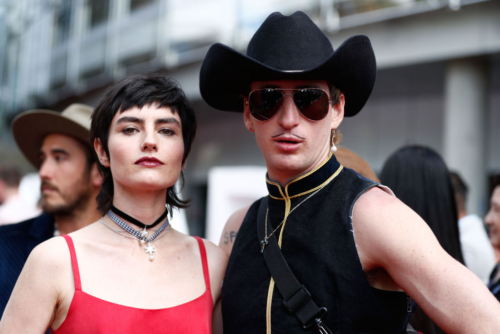 Isabella Manfredi and Kirin J Callinan (R) arrive for the ARIA Awards in Sydney. Photo: Getty