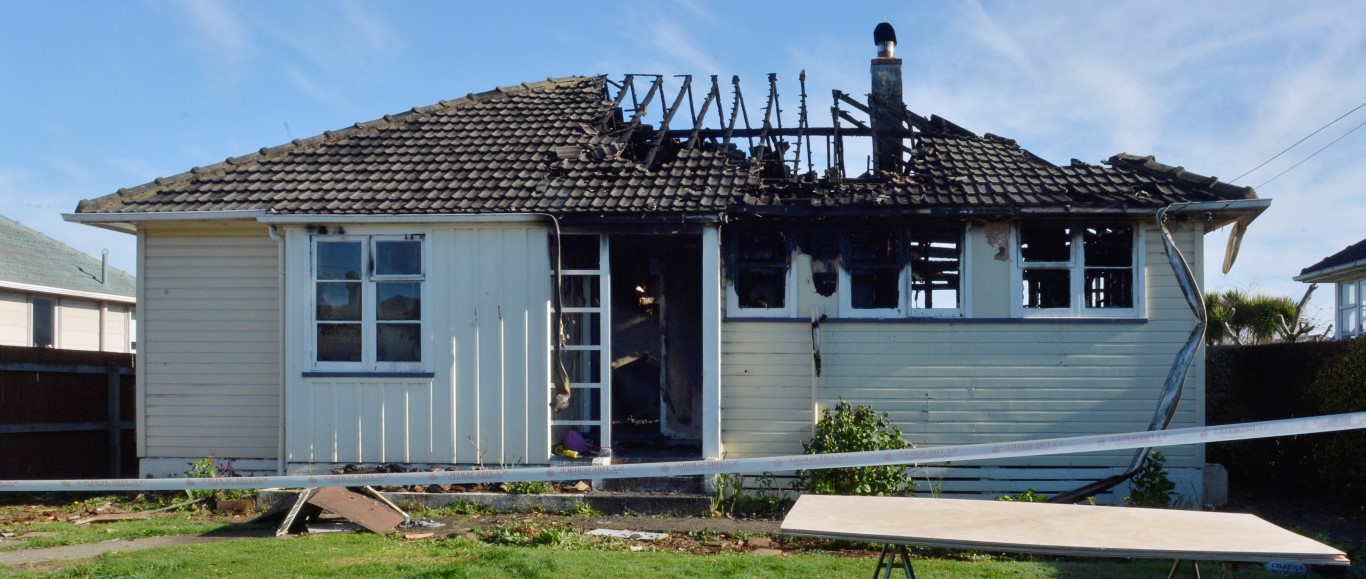 The house was extensively damaged and has since been demolished. Photo ODT