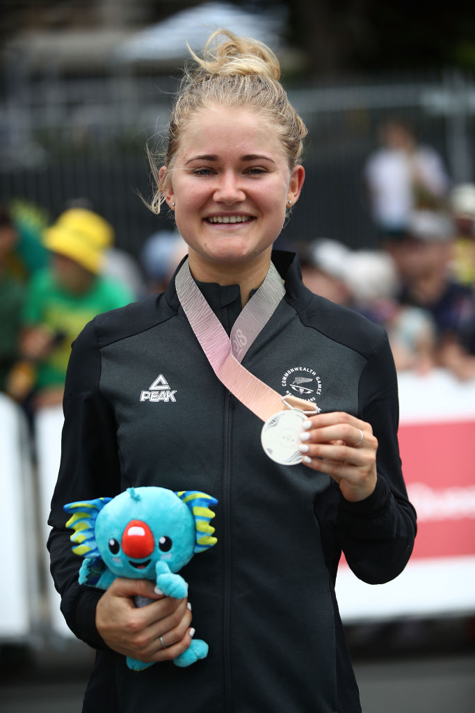 Georgia Williams shows off her silver medal. Photo: Getty