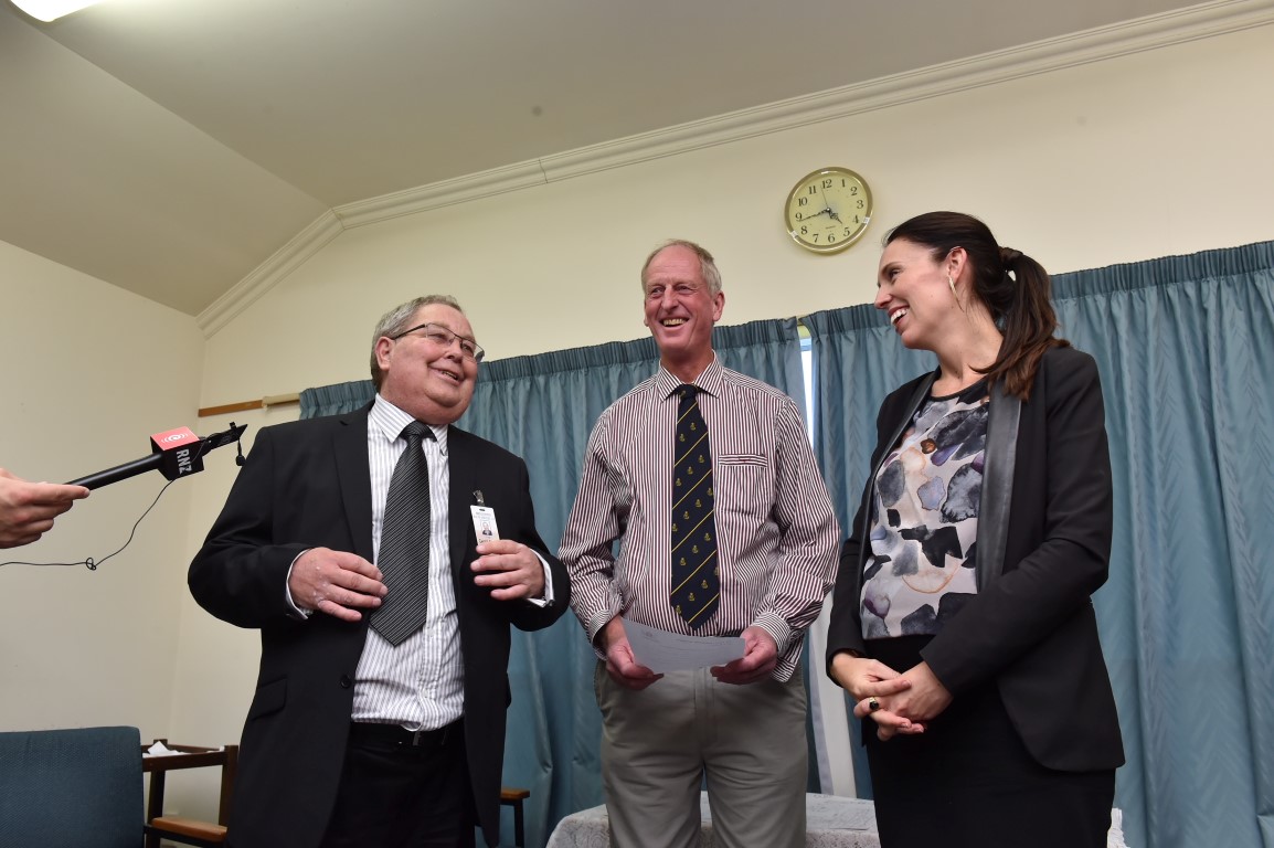 Maniototo Health Services general manager  Geoff Foster (L) and chairman Stuart Paterson receive...