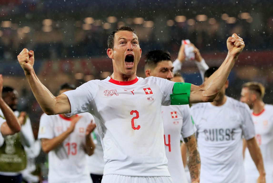 Switzerland players celebrate their victory over Serbia. Photo: Reuters