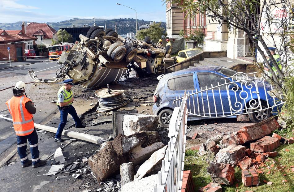 A witness said the driver of this truck successfully avoided traffic as he hurtled down Stuart St...