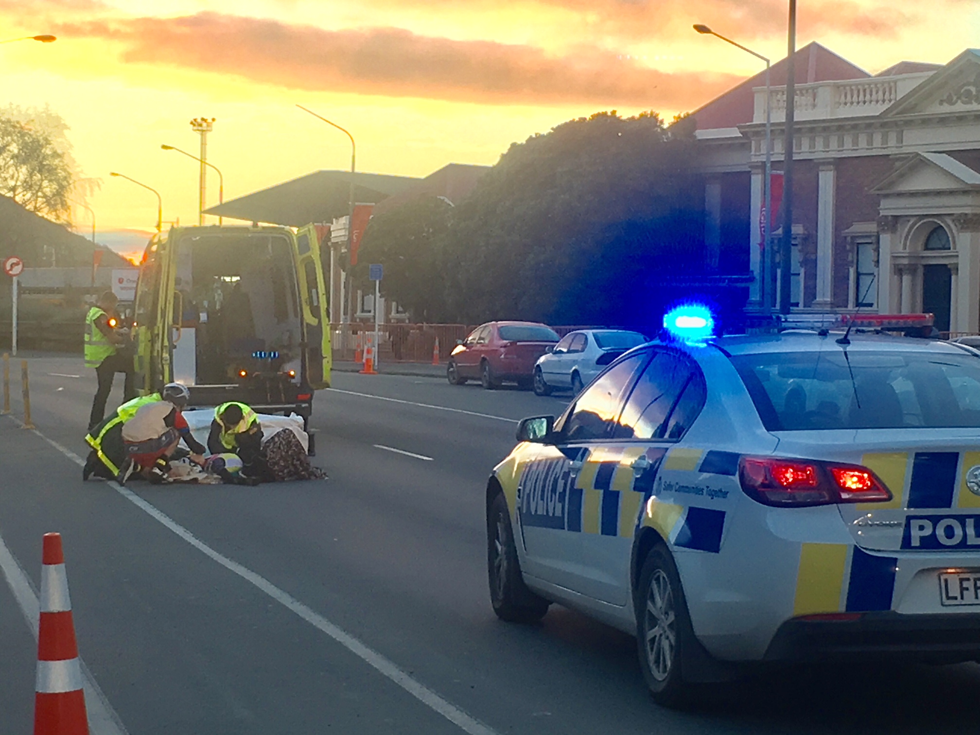 St John ambulance staff treat a person in Queens Gardens. Photo: Staphen Jaquiery