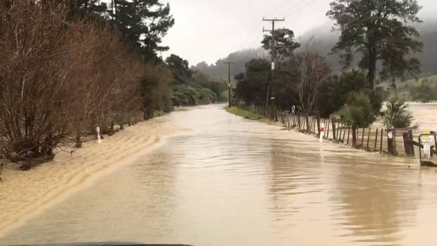 Flooding has closed roads on both sides of the Coromandel Peninsula. Photo: Supplied via NZ Herald