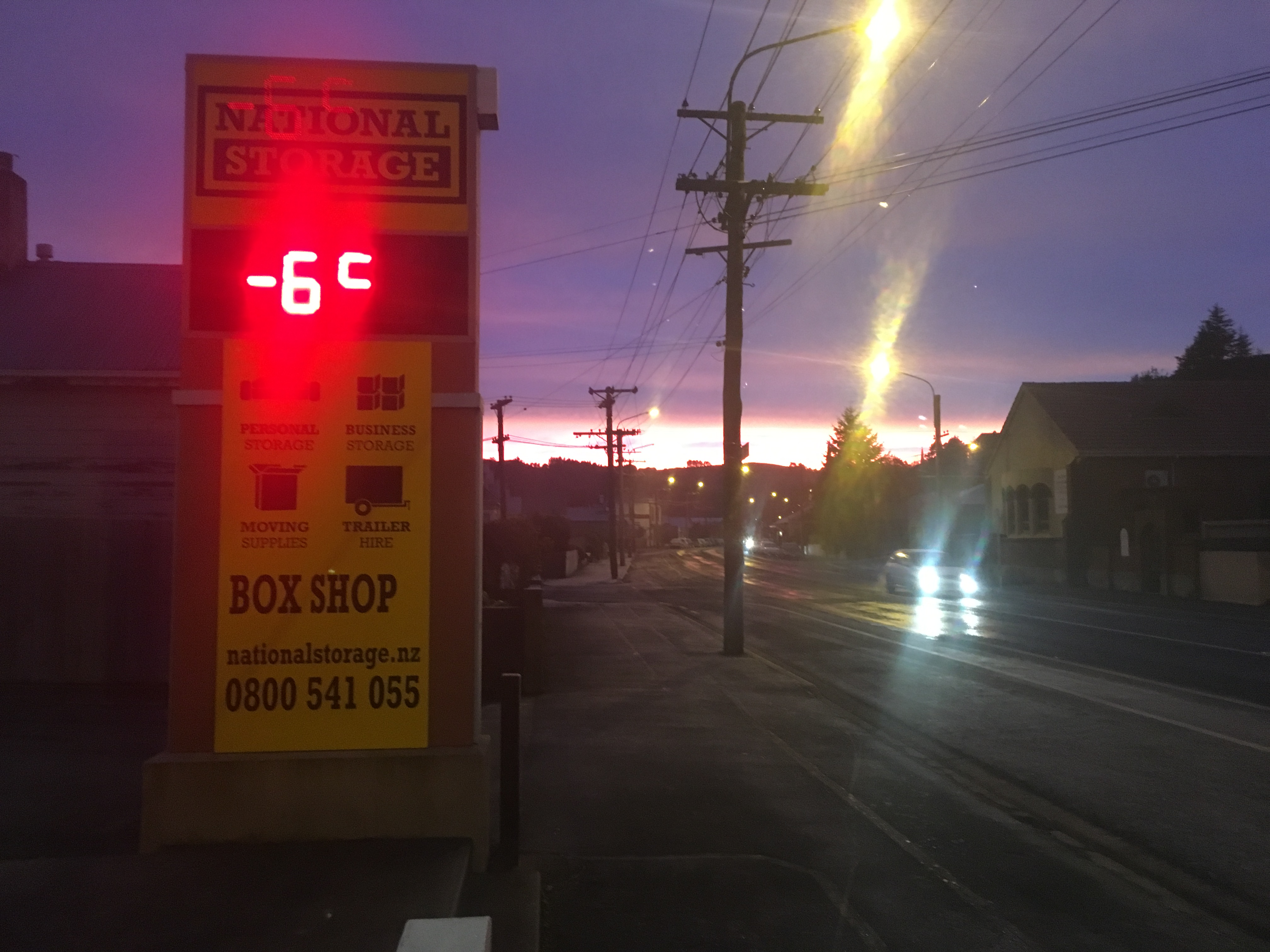 The (potentially inaccurate) temperature reading on North Rd showed -6degC. Photo: Gerard O'Brien