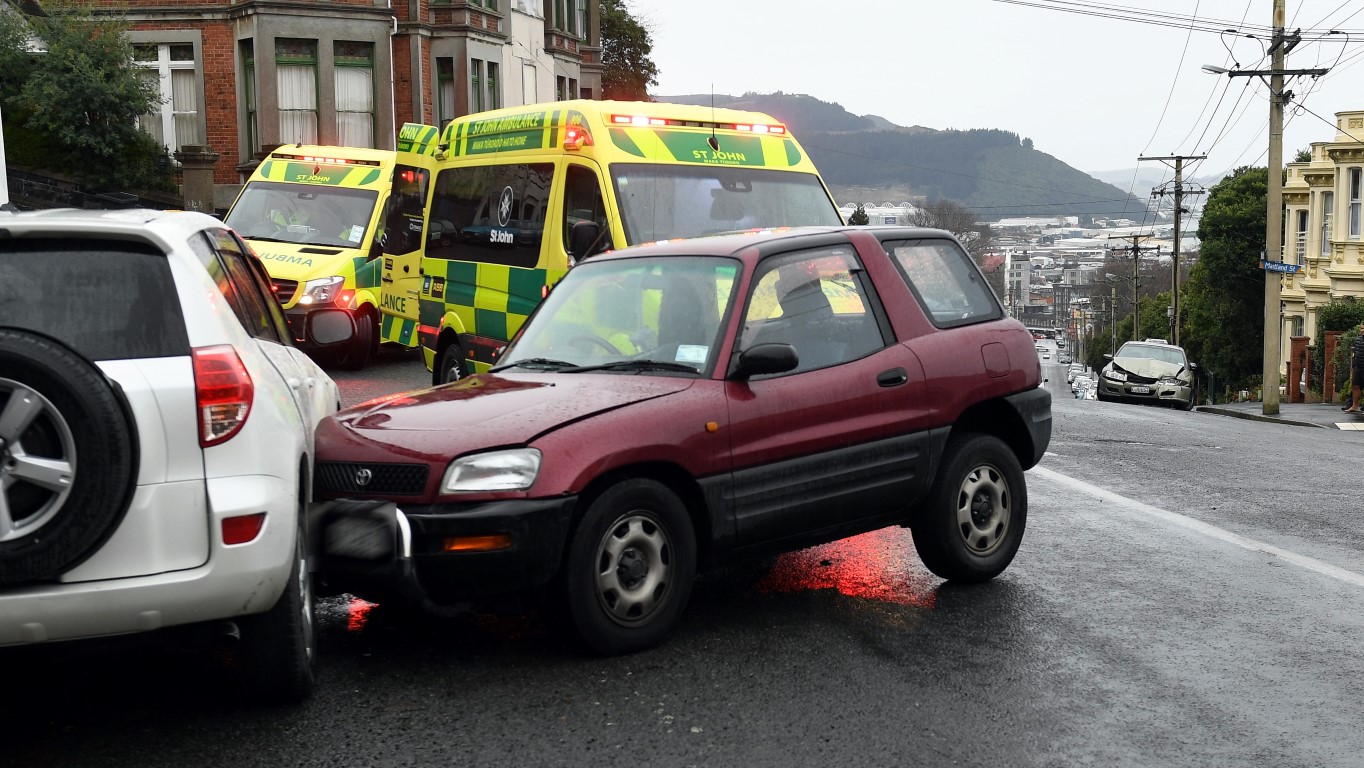 Emergency services were called to the scene just before 3.20pm. Photo ODT 