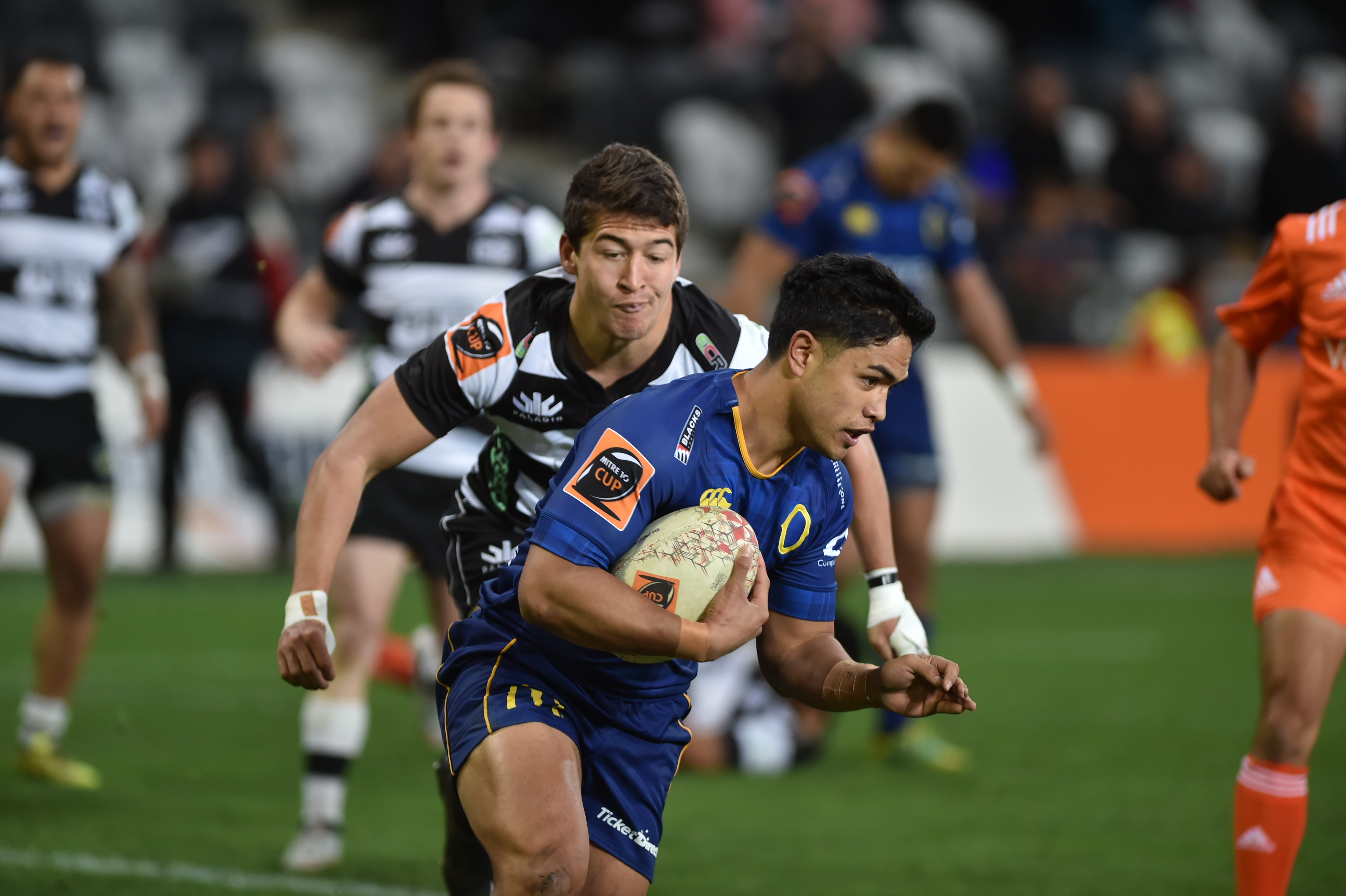 No 10 for Otago, Josh Ioane crosses the line to score in the first half as No 10 for the Hawkes...