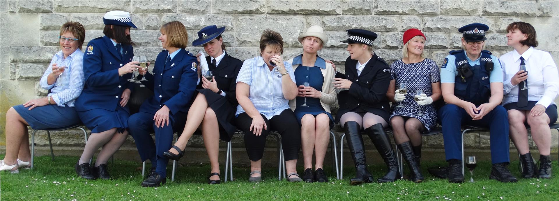 Front-line police officers and administrative staff Sue Pennycook (left), Senior Constable Carrie Hamilton, Constable Ruth Perham, Constable Olivia Winbush, Robyn McKenzie, Senior Constable Sandy Agnew, Detective Sergeant Hannah Booth, Adele Herron, Senio