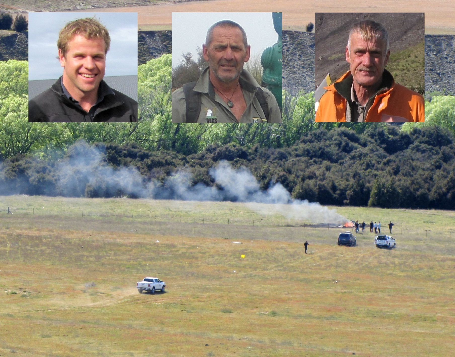 The crash victims were (from left) Nick Wallis, Scott Theobald, and Paul Hondelink. Main photo:...