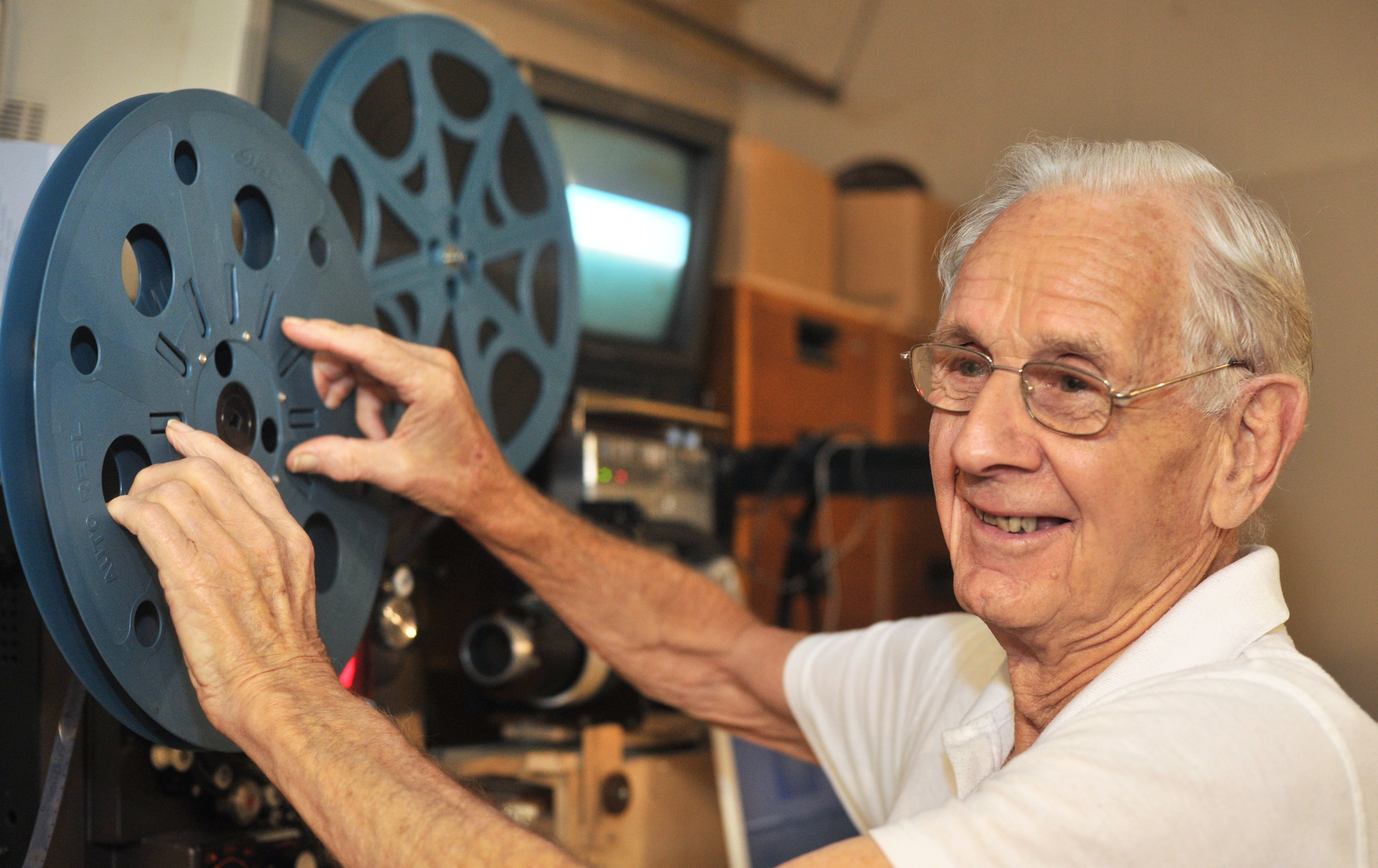 Film restorer Maurice Hayward digitizes old footage at his Opoho workshop. Photo: Christine O'Connor