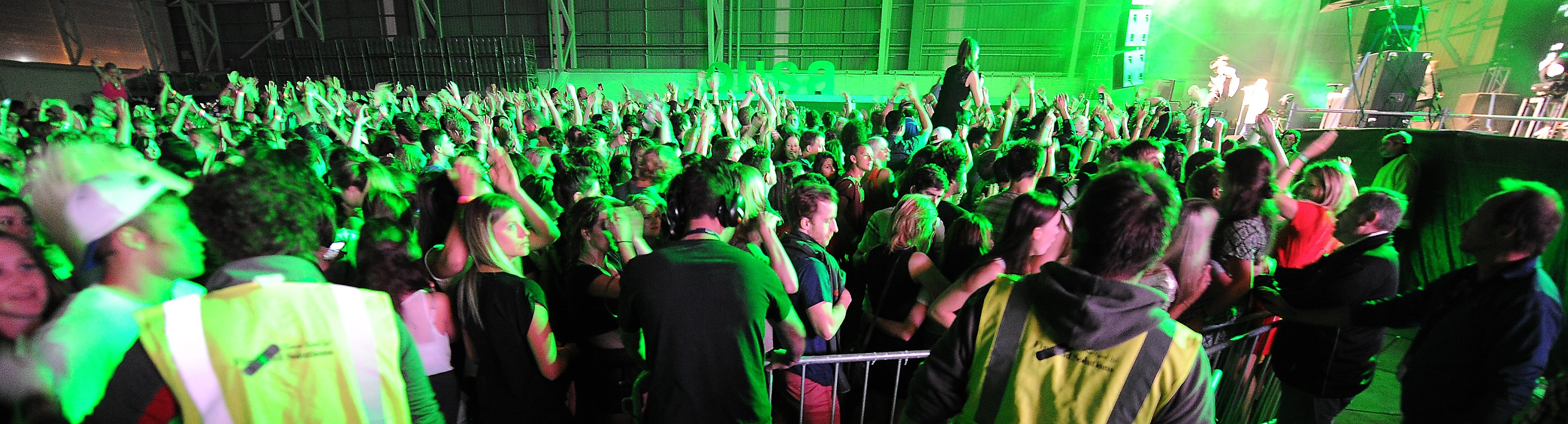 Macklemore and Ryan Lewis pump up a soldout crowd at Forsyth Barr Stadium in 2013. Photo: Craig Baxter