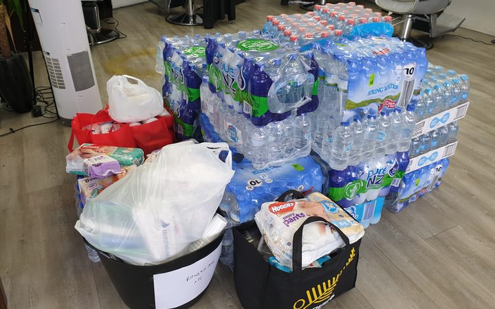 Donated goods for the Muslim community at My Fathers Barbers. Photo: RNZ