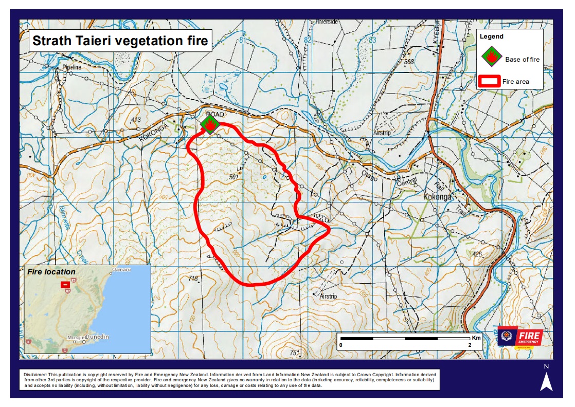 A map of the Kokonga fire perimeter.  Fenz