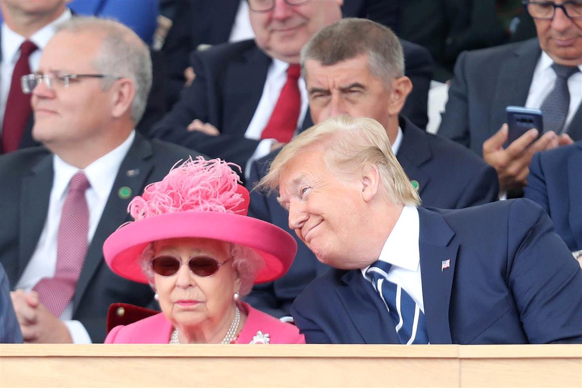  Queen Elizabeth and US President Donald Trump at the D-Day commemoration event in Portsmouth....