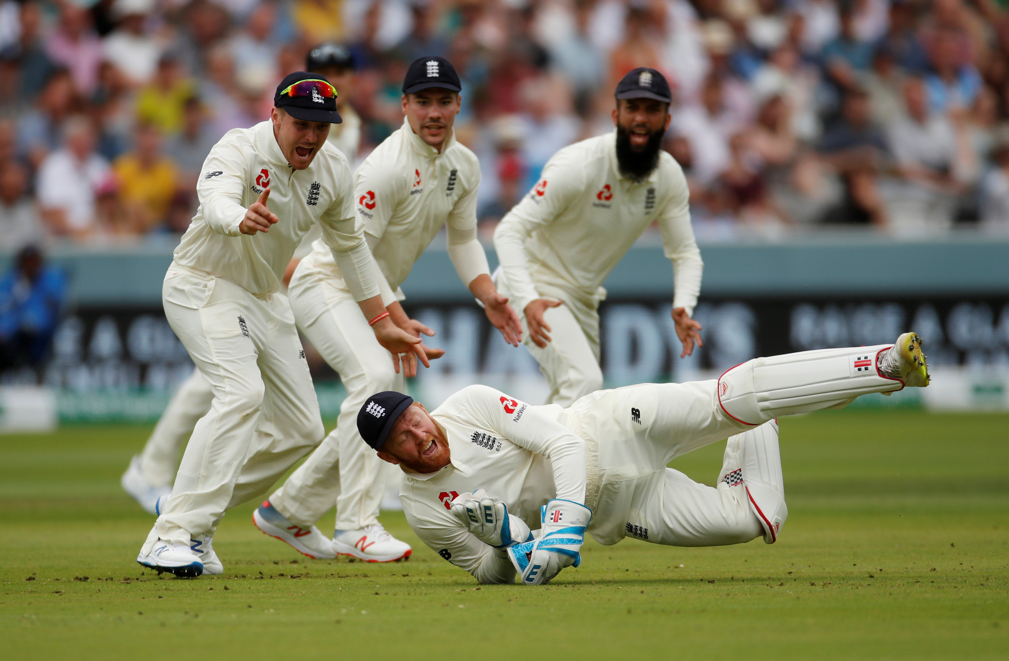 England's Jonny Bairstow takes the catch to dismiss Ireland's William Porterfield. Photo: Action...