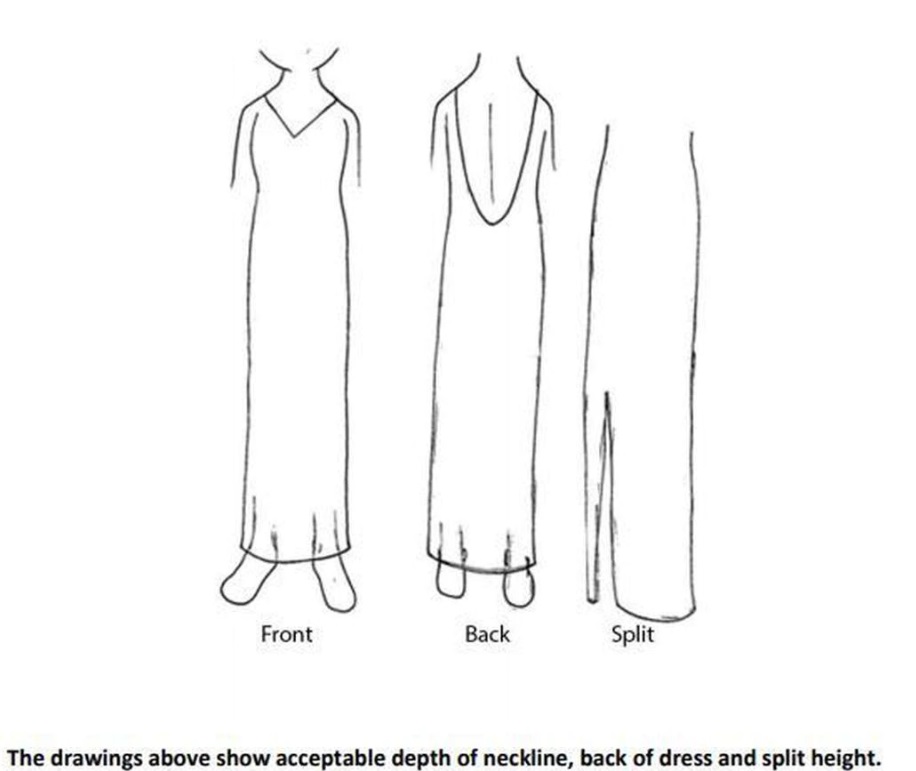 Students must not show cleavage or have a high split in their dresses which must not go above the ankle at the Kerikeri High School ball. Photo / Newsletter