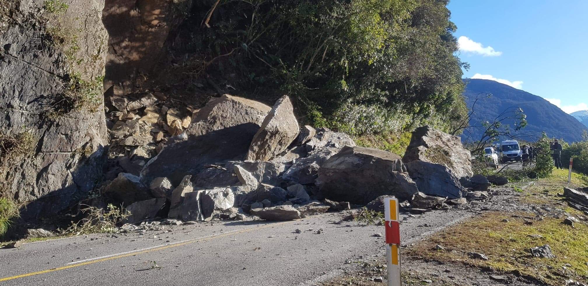 A rockfall blocks the Haast Pass at Clarke Bluff. Photo: Supplied