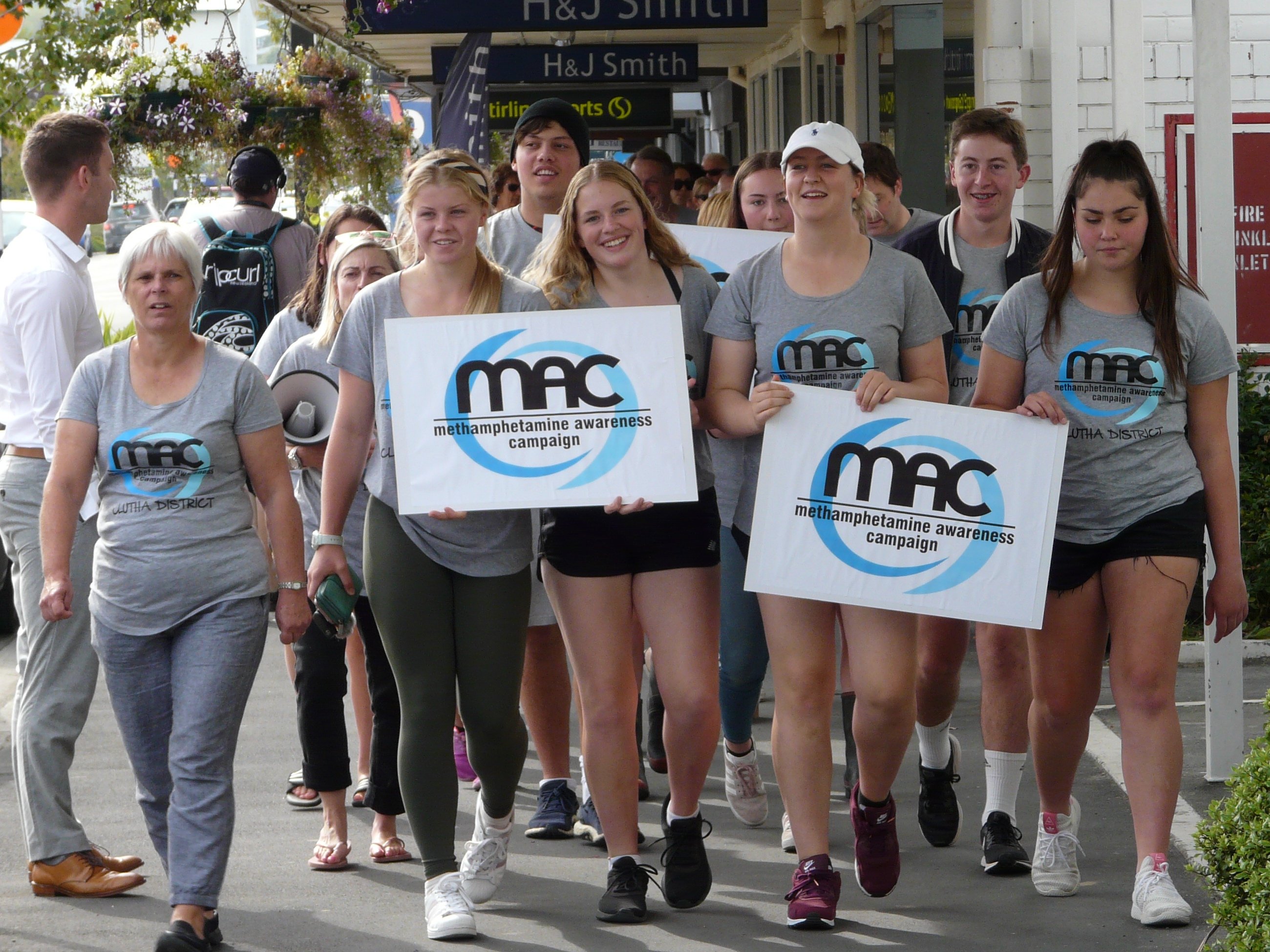 Members of the Clutha District Youth Council head a public march for methamphetamine awareness in...