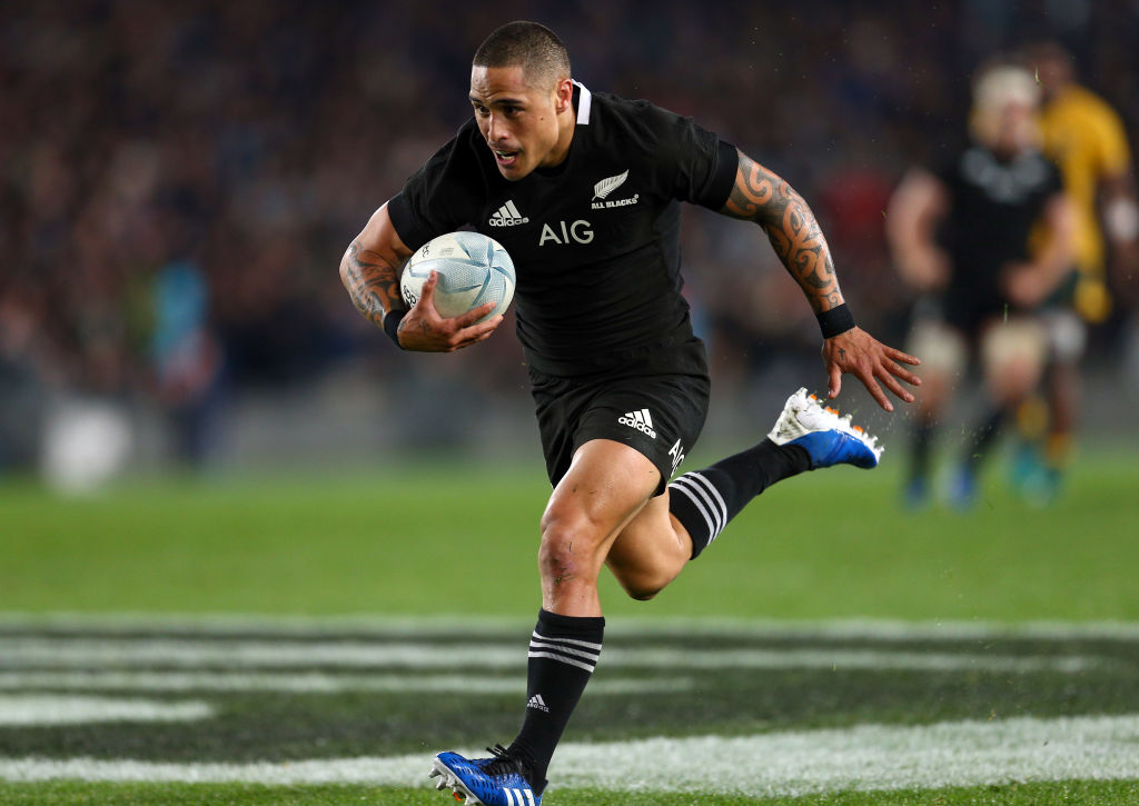 Aaron Smith runs in to score for the All Blacks against the Wallabies at Eden Park last month....