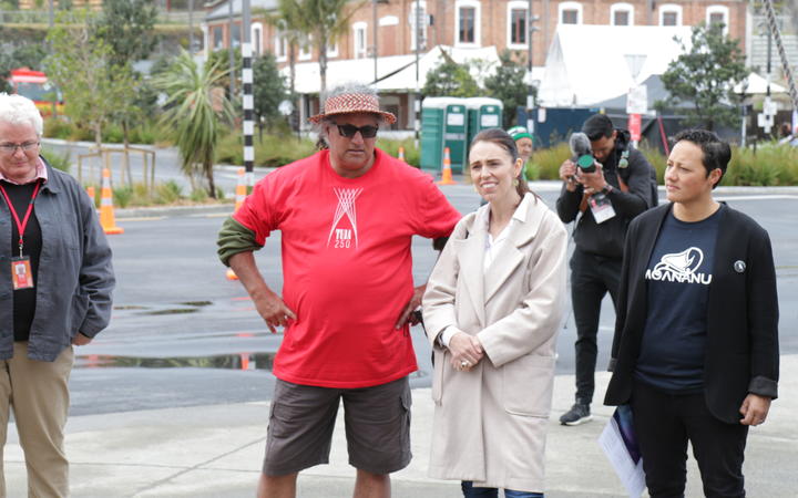 PM Jacinda Ardern with Hoturoa Kerr at the Tuia 250 event on 6 October. Photo: RNZ