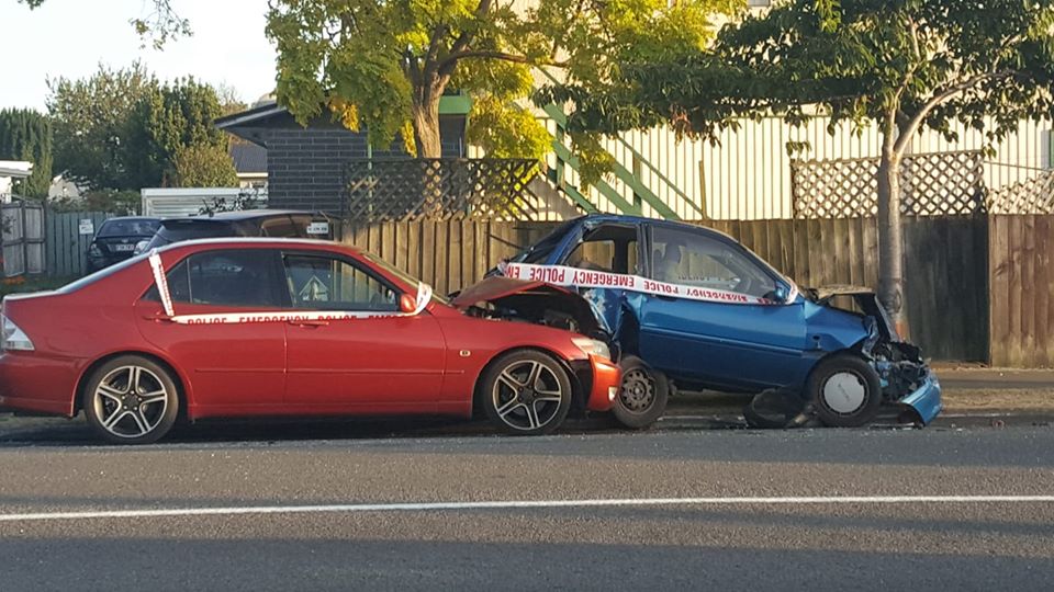 A crash on Cashel St about 5.50am. Photo: Facebook