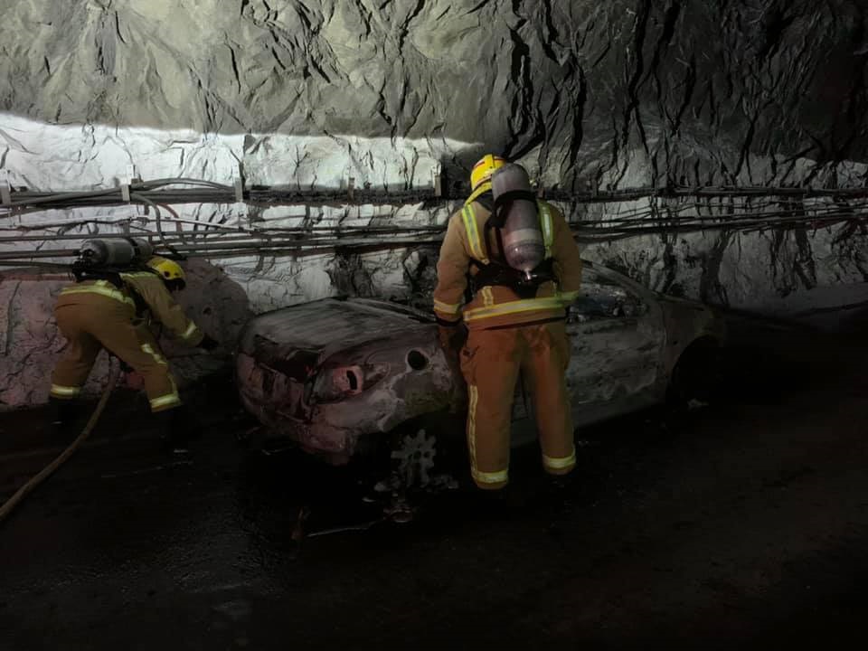 The tunnel was closed for several hours after the incident. Photo: Te Anau Volunteer Fire Brigade 