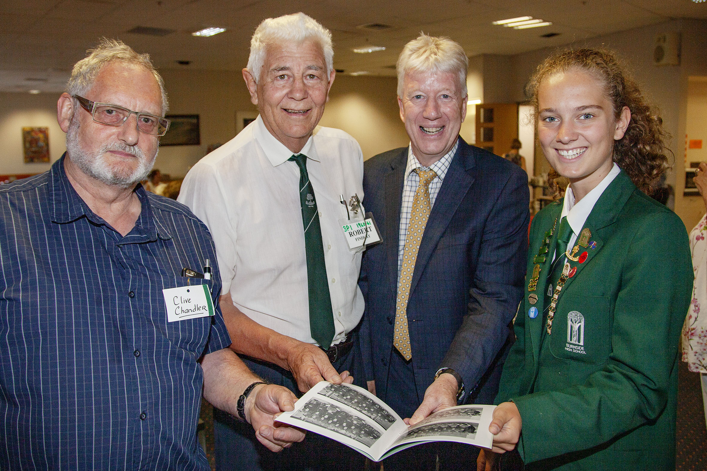 Clive Chandler, Robert Findlay, principal Phil Holstein and deputy head girl Emma Hollingworth...