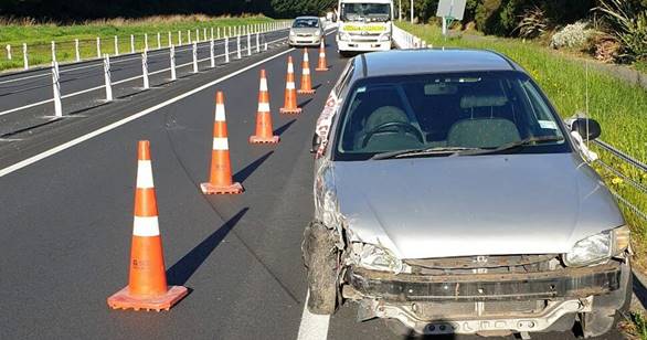 A car that crashed on QE II Drive was saved from further damage after it collided with the...