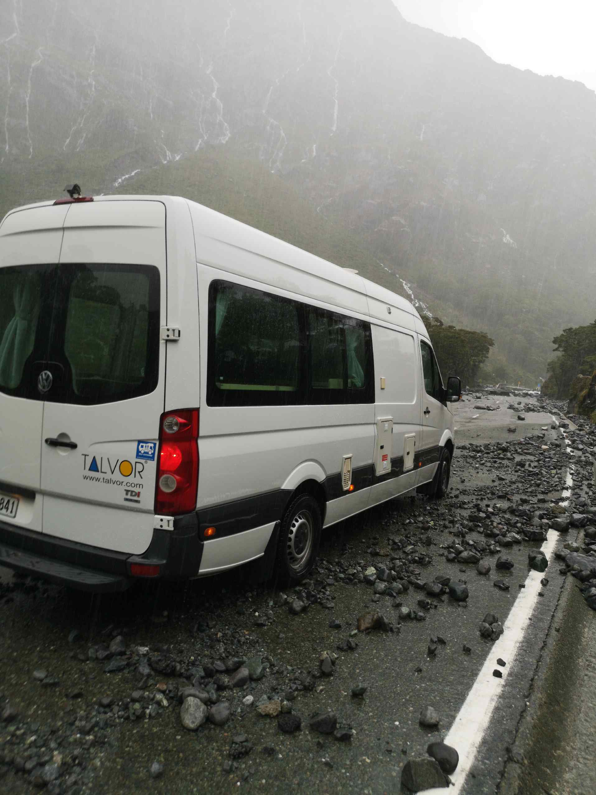 A couple from Germany were stranded in their caravan on their way from Cascade Creek to Milford...