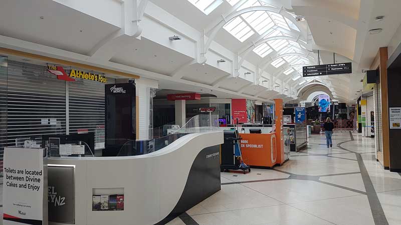 Closed shops at Westfield Riccarton. Pak 'n Save remains open. Photo: Geoff Sloan