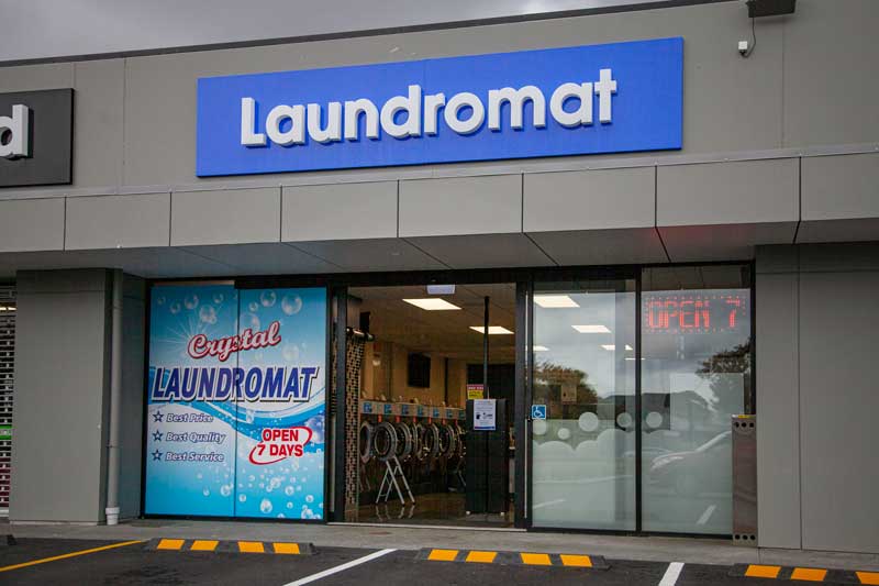 Crystal Laundromat on Fitzgerald Ave is open. Photo: Geoff Sloan