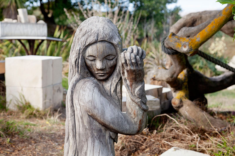 A wood sculpture at South Brighton Sculpture Park.