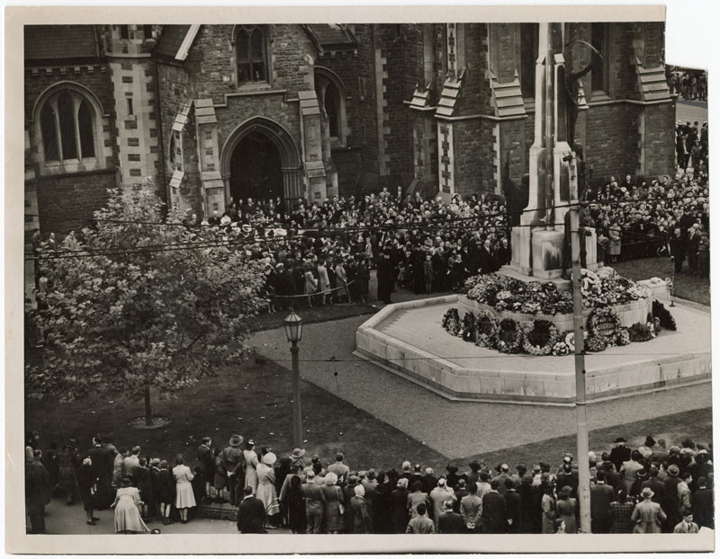 Anzac Day dawn service in Cathedral Square in 1946.